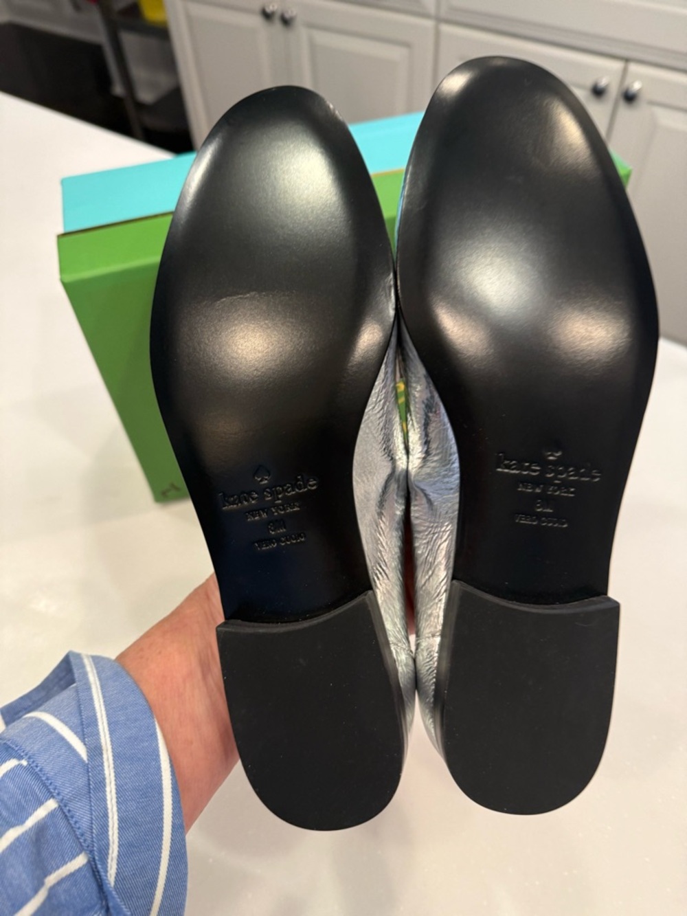 Kate Spade METALLIC SILVER Women's Genevieve Loafers, US 8 M NEW IN BOX - Picture 11 of 11